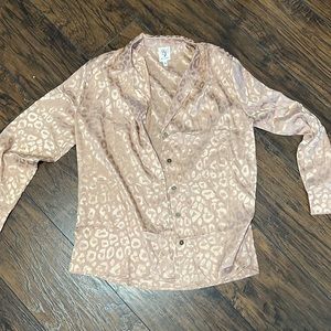 SOLD Cheetah Silk Button Down Shirt